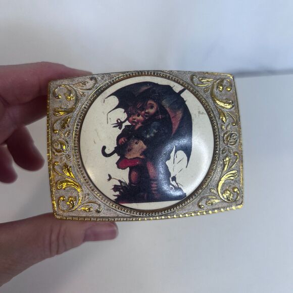 Farrington Hummel Theme Trinket Jewelry Box Ornate Scroll Victorian Style Japan - Picture 2 of 11